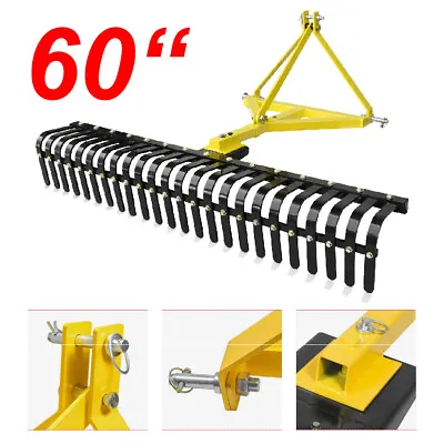 Buy 3 Point 60'' Landscape Rock Rake For Category 1 Tractor Attachment Gravel Lawn • 619.99$