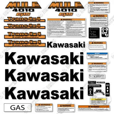 Buy Fits Kawasaki Mule 4010 Decal Kit - Aftermarket 7 Year 3M Vinyl Kit! (Orange) • 114.95$