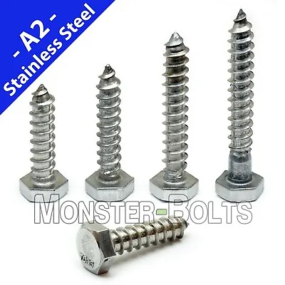 Buy 1/4  Stainless Steel Hex Lag Screws / Lag Bolts, 18-8 (A2) (aka Coach Screw) • 10.85$