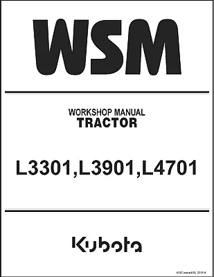 Buy 3301 Farm Tractor Workshop Repair Service Manual Kubota L3301 L3901 L4701 • 9.47$