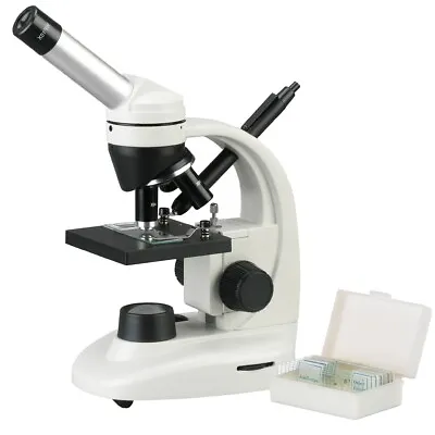 Buy AmScope 40X-1000X Sturdy LED Student Science Microscope + Slides & Pen Light • 87.99$