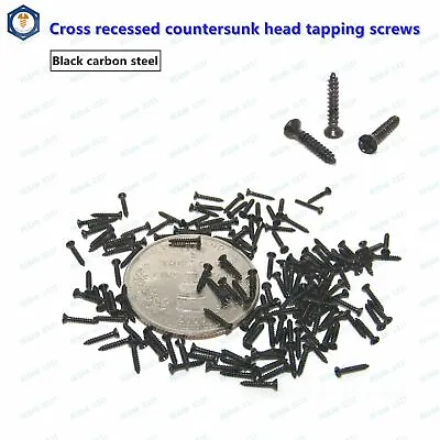 Buy M1 M1.2 M1.4 M1.7 Black Phillips Cross Flat Head Self Tapping Screws Wood Screw • 9.38$