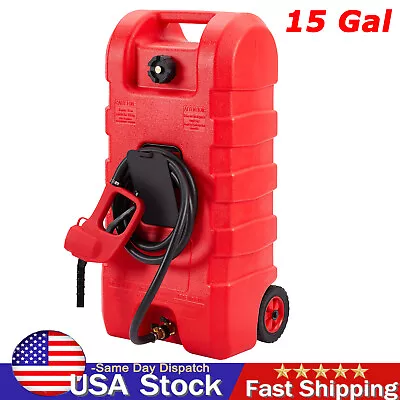 Buy 15Gallon Fuel Caddy Fuel Storage Tank Gasoline Diesel With Manual Pump On-Wheels • 115.95$