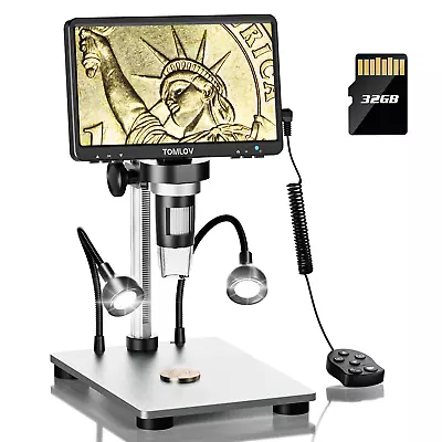 Buy TOMLOV 7  1080p Digital Microscope 1200x Magnifier Video Recorder Pcb Soldering • 75.99$