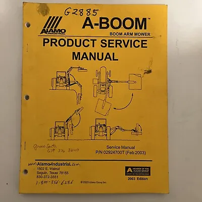 Buy Alamo Terrain A-Boom Mower Parts List Service Manual Slope Boom Arm 2003 • 24.99$