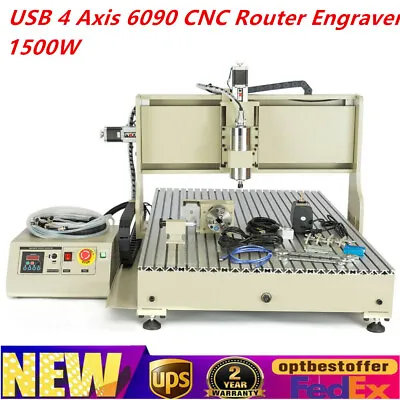 Buy USB 4 Axis 6090 CNC Router Engraver Engraving Carving Milling Machine 1500W • 1,852.50$