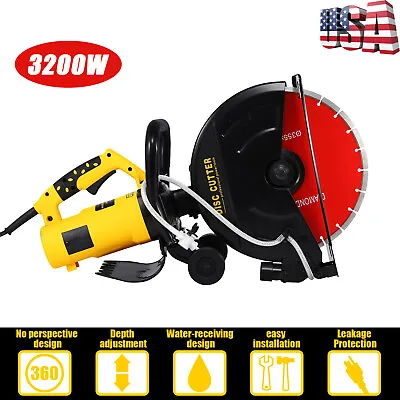 Buy 14  Portable Concrete Saw 3200W Corded Electric 5000 RPM W/ Water Pump & Blade • 189.99$