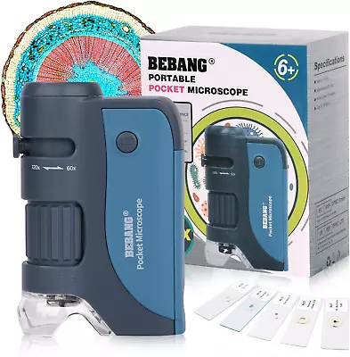 Buy Pocket Microscope, 60x-120x Handheld Mini Microscope Kids With LED Lights, 5 For • 27.78$