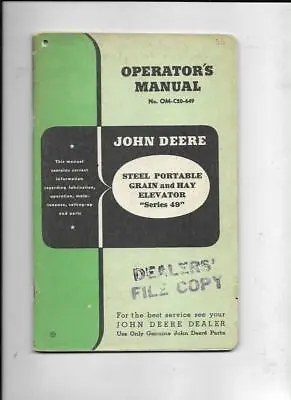 Buy John Deere Steel Portable Grain And Hay Elevator Operator's Manual OM-C20-649 • 8$