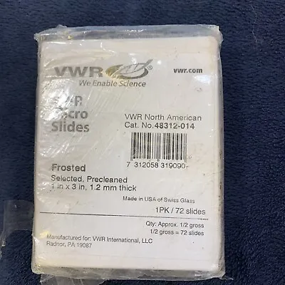 Buy Vwr 48312-014 Micro Microscope Slides Frosted 1  X 3  X 1.2 Mm Thick 72 Pc Pack • 9.99$