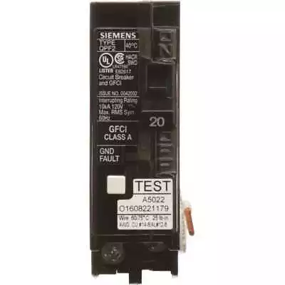 Buy Siemens QF120A 20 Amp Single-Pole Type QPF GFCI Circuit Breaker • 84.80$