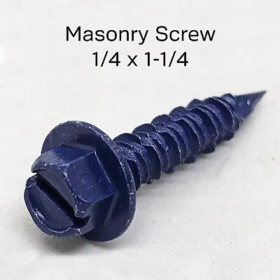 Buy (500) 1/4  X 1-1/4  Slotted Hex Washer Head Tapcon Blue Masonry Concrete Screws • 64.50$
