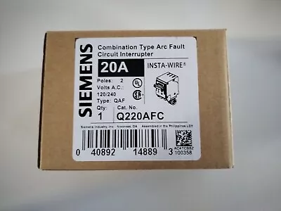 Buy Siemens Q220AFC Combination Arc Fault Circuit Breaker • 99$