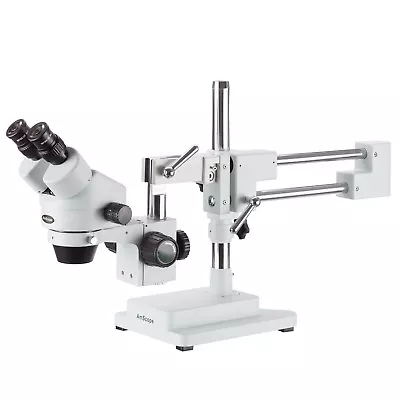 Buy AmScope 7X-90X Binocular Stereo Zoom Microscope With Double Arm Boom Stand • 531.99$