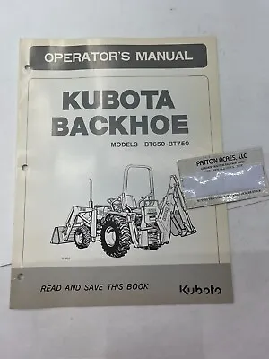 Buy Work Shop Manual For Kubota Backhoe Models BT650 And BT750 • 24$