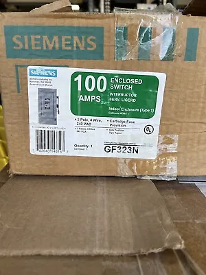 Buy GF323N Siemens 100 Amp 240V 3P 4W Fusible Indoor Disconnect Switch New • 450$