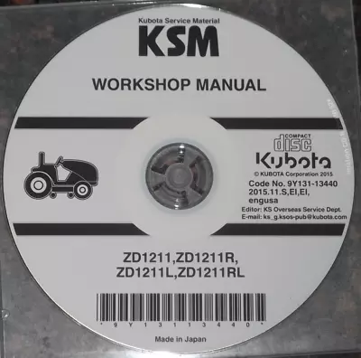 Buy Kubota Zd1211 R L Rl Zero Turn Mower Service Shop Repair Workshop Manual Cd/dvd • 39.99$