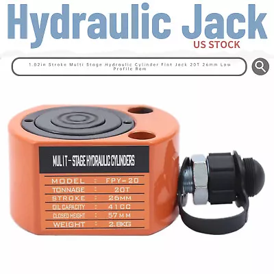 Buy 1.02in Stroke Multi Stage Hydraulic Cylinder Flat Jack 20T 26mm Low Profile Ram • 113$