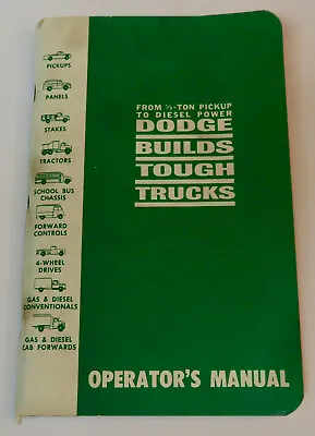 Buy  Original 1962 Dodge Trucks 1/2 Ton Pickup To Diesel Power Operators Manual • 10$