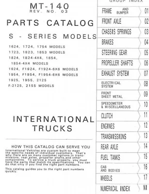 Buy 1983 International S Series 1954 F1954 6x6 Truck Parts Catalog Manual MT-140 • 279.30$