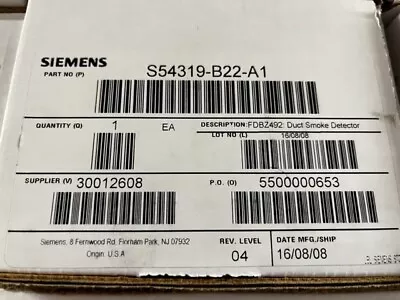 Buy New In Box, Siemens / Faraday Fdbz492 *for 8710 / 8713 Smokes, Fp-11, Hfp-11 • 145$