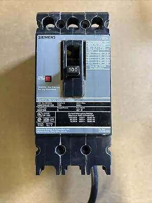 Buy Siemens Hhed63b100 100 Amp Circuit Breaker 3 Pole 600 Vac Used • 299.99$