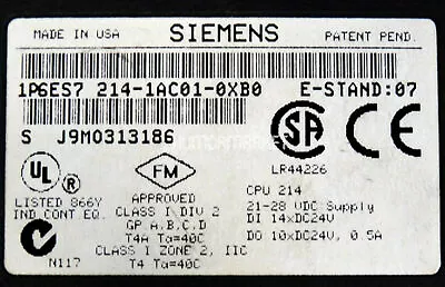 Buy 1PCS Siemens 6ES7214-1AC01-0XB0 SIMATIC S7-200 CPU214 Controller Used • 115.57$