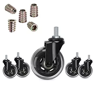 Buy Hirate 3  Office Chair Casters Wheel With 3/8 -16UNC Threaded  Assorted Sizes  • 34.19$