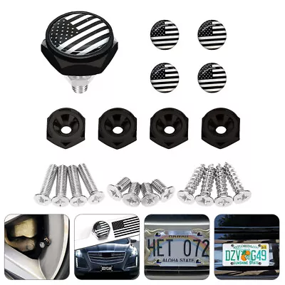 Buy  4 Sets Stainless Steel License Plate Screws And Bolts Americans Flags USA Frame • 11.39$