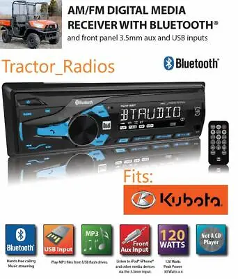 Buy Kubota Plug & Play Tractor Radio AM FM Bluetooth Remote RTV LX B2650 RTX LX2610 • 95$