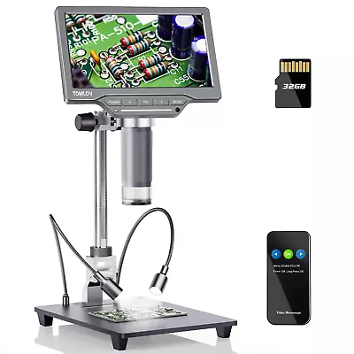 Buy 7'' LCD Digital Microscope 1200X TOMLOV 12MP Coin Microscope For Adult Soldering • 106.92$