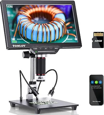 Buy TOMLOV HDMI Digital Coin Microscope 1500X Magnifier Soler Camera 10  LCD Remote • 165$