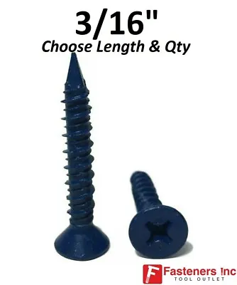 Buy 3/16  Flat Head Concrete Masonry Tapcon Anchor Screw (Choose Length & Qty) • 14.99$