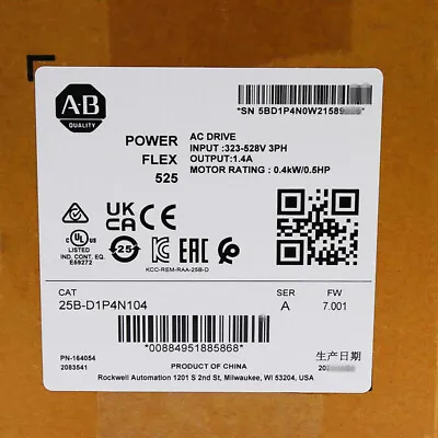Buy Allen Bradley 25B-D1P4N104 PowerFlex 525 0.4kW (0.5Hp) AC Drive 25B D1P4N104 • 278$