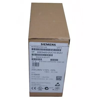Buy New Siemens 6SE6420-2UC15-5AA1 6SE64202UC155AA1 MICROMASTER420 Without Filter • 340.92$