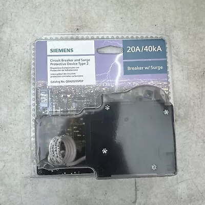 Buy Siemens 20Amp Circuit Breaker And Surge Protector - Black (QSA2020SPDP) Brandnew • 89.99$