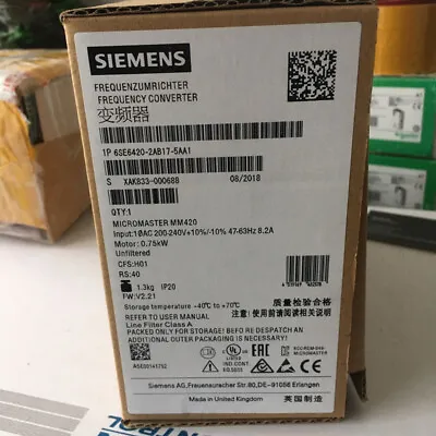Buy New Siemens MICROMASTER420 Without Filter 6SE6420-2AB17-5AA1 6SE6 420-2AB17-5AA1 • 401.69$