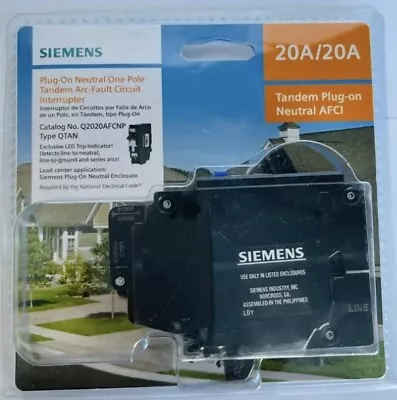 Buy SIEMENS Q2020AFCNP 20A   Combination AFCI Plug-On Neutral Circuit Breaker • 78$