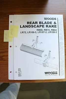 Buy Woods RB & LR Rear Blade & Landscape Rake Operator's Manual • 14.95$