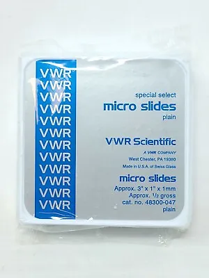 Buy VWR Scientific Microscope Micro Slides Plain 3 X1  1mm 1/2 Gross Cat. 48300-047 • 14.50$