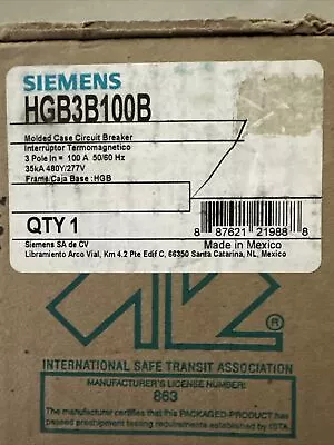 Buy Siemens HGB3B100B Circuit Breaker New In Box  • 300$