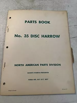 Buy Vintage 1957 Massey Ferguson No. 35 Disc Harrow Parts Book • 13.95$
