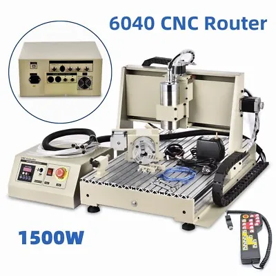 Buy USB 4 Axis 6040 CNC Router Engraver 3D Drill Engraving Milling Machine VFD & R/C • 1,110.08$