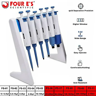 Buy Lab Single Channel Manual Adjustable Micropipette Toppette Pipette Pipettor/Rack • 25.59$