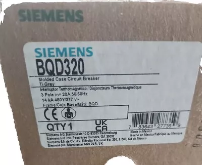 Buy Siemens BQD320 20A 3 Pole Bolt On Circuit Breaker NEW  • 149.99$