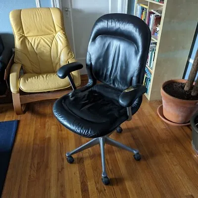 Buy Vintage Herman Miller Equa Executive Desk Chair In Black Leather • 575$