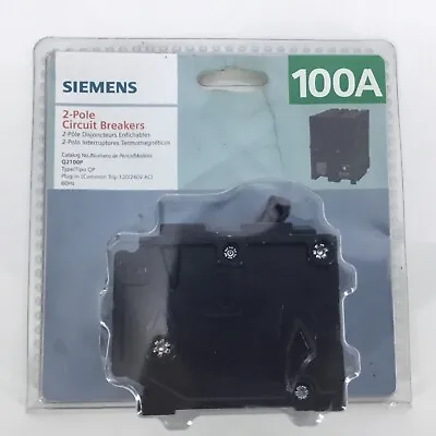Buy Q2100P Siemens 100 Amp 120/240V 2 Pole Main Circuit Breaker BRAND NEW SEALED • 49.95$