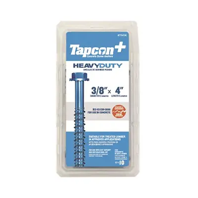 Buy Tapcon 3/8 In. Dia. X 4 In. L Steel Hex Head Concrete Screw Anchor 10 Pk • 24.99$