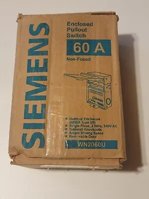 Buy Siemens WN2060U Enclosed Pull Out Switch Non-Fused 60A Outdoor Disconnect  • 10$