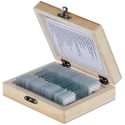 Buy AmScope 25 Prepared Microscope Slides Glass With Wooden Box • 15.99$